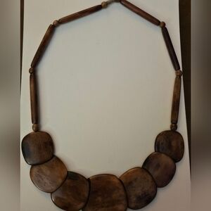 Hand-carved Caramel-brown Dyed Bone African Tribal Deco Style Choker Necklace